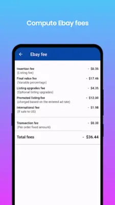 Ebay Payoneer fee calculator android App screenshot 4