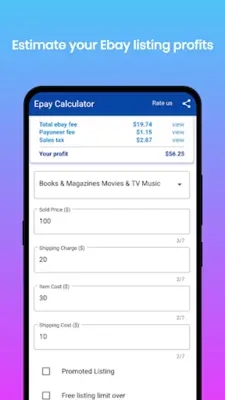 Ebay Payoneer fee calculator android App screenshot 5